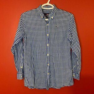 Vineyard Vines Boy's Blue Check Button Up Whale Shirt - Size Medium (12-14)